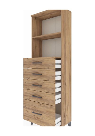 Arges Dolap 2 Raflı 5 Çekmeceli 60x30x182 Çam-çam Atlas Çam