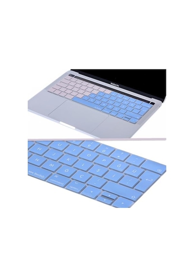 Türkçe Q Keyboard Cover Macbook Pro Touch Bar 13 15 Uyumlu A1706 A1989 A2159 A1707 A1990 Uk Iso Ters L Enter Silikon Klavye Koruyucu Pembe Mavi