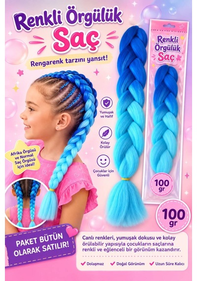 Renkli Örgülük Saç 100 Gr Lacivert-mavi Afrika Örgüsü & Saç Örgüsü İçin Renkli Örgü Saçı Diğer