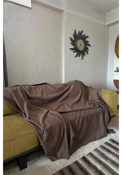 Sofline Kadife Şönil Koltuk Örtüsü, Kaymaz Kanepe Örtüsü, Koltuk Şalı 180 X 220cm Kahverengi