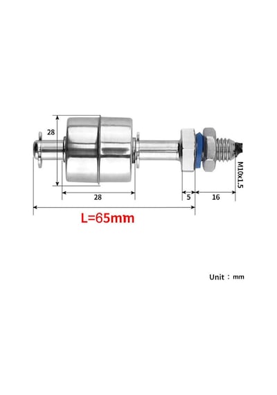 Metal Sıvı Su Seviye Sensörü 65mm Paslanmaz Çelik Şamandıra Mekanik Anahtar Kazan Depo Tank Havuz