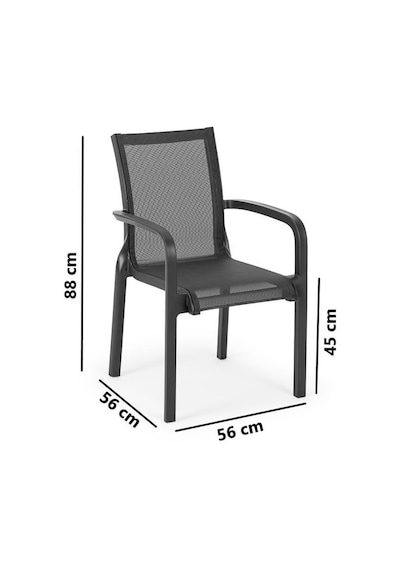 Omnipazar Sy-2528 Plastik Fileli Bahçe Koltuk Sandalye 4'lü Set Siyah