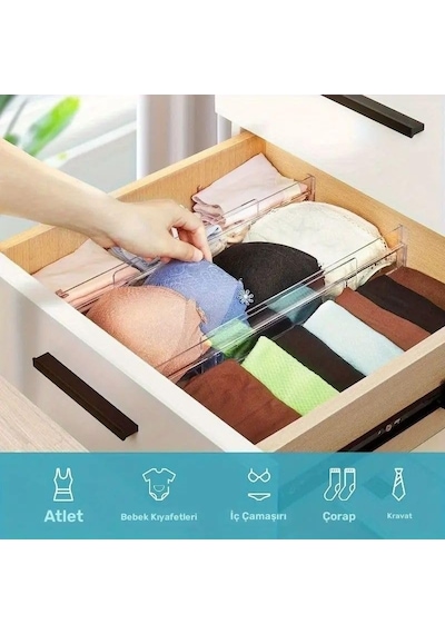 Şura Mutfak 12'li Set Akrilik Ayarlanabilir Çekmece Düzenleyici Organizer Diğer