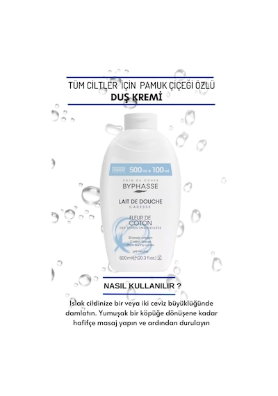 Byphasse Caresse Pamuk Çiçeği Özlü Kremli Duş Jeli 600 ML