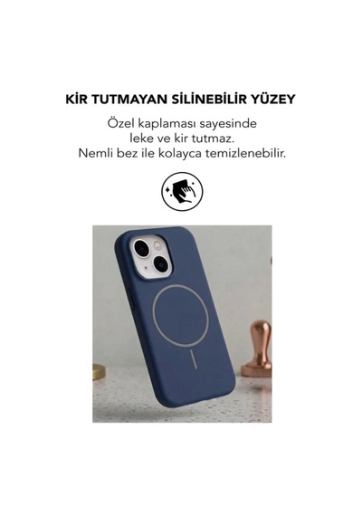 Apple İphone 13 Uyumlu Magsafe Lansman Silikon Kılıf Lacivert