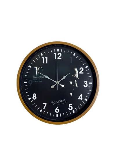 Kahverengi 36 Cm Atatürk İmzalı Dekoratif Duvar Saati Renkli