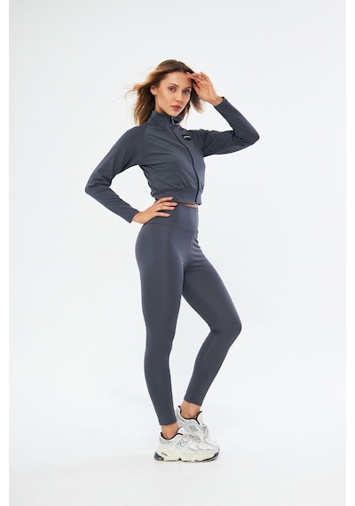 Lesa Wear İçi Polarlı Yumuşacık Şardonlu Kaşkorse Crop Likralı Hırka Antrasit