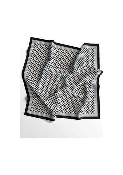 Afvente Geometrik Desen Pamuk Soft Kadın Eşarp Siyah