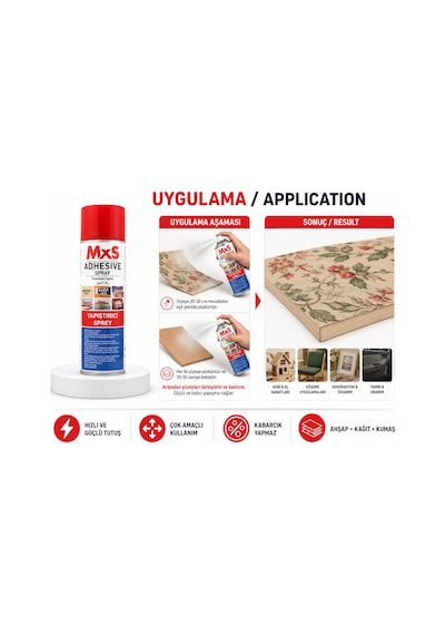 Mxs Çok Amaçlı Sprey Yapıştırıcı 500 Ml- Ahşap Kağıt Kumaş Sünger Deri İçin