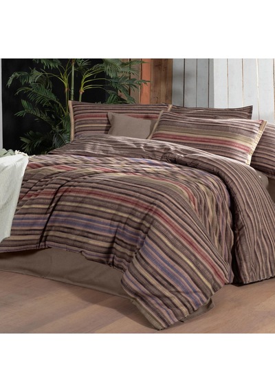 Fauna King Size Battal Boy %100 Pamuk Flanel Pazen Nevresim Takımı Kahve Kahverengi