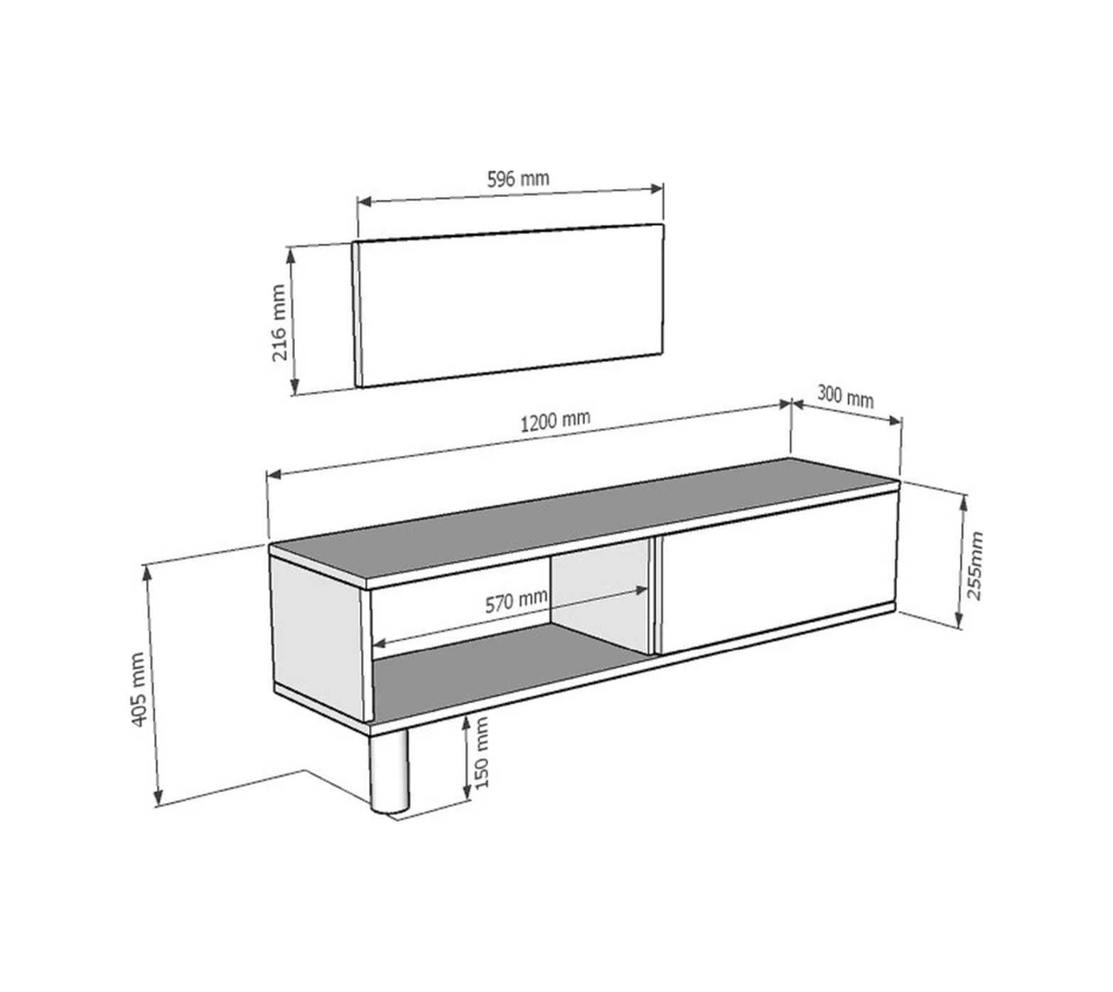Tsa1204as - Tunatv120 Tv Stand, Tv Sehpası Antrasit-sılver 120cm Antrasit