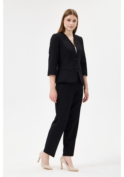 Velnara Moda Siyah Zamansız Klasik Kadın Takım Elbise-v Yaka Ceket & Dar Paça Pantolon Siyah - 927044721 Siyah Velnara Moda Siyah Zamansız Klasik Kadın Takım Elbise-v Yaka Ceket & Dar Paça Pantolon Siyah - 927044721 Siyah