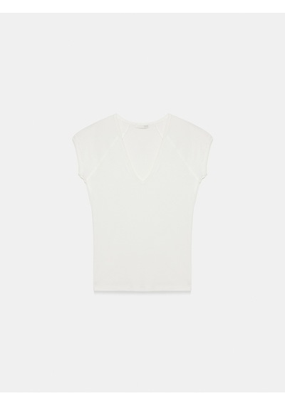 Dilvin 32894 V Yaka Fit T-shirt-ekru