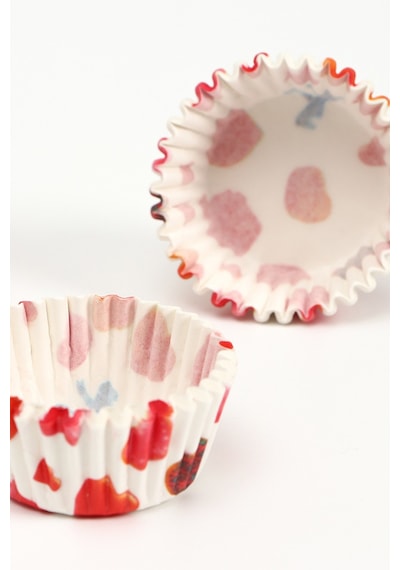 Cupcake Yuvarlak Kek Kalıbı Dalgalı Kek Kalıbı 65x38 Mm - 2 Adet Beyaz Kırmızı Desenli Şirin Kalıp Beyaz