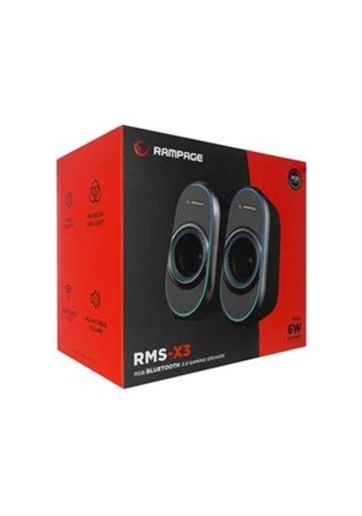 Rampage Rms-x3 2.0 6w Bluetooth Özellikli Siyah Multimedia Rgb Işıklı Gaming Usb Speaker Kdo