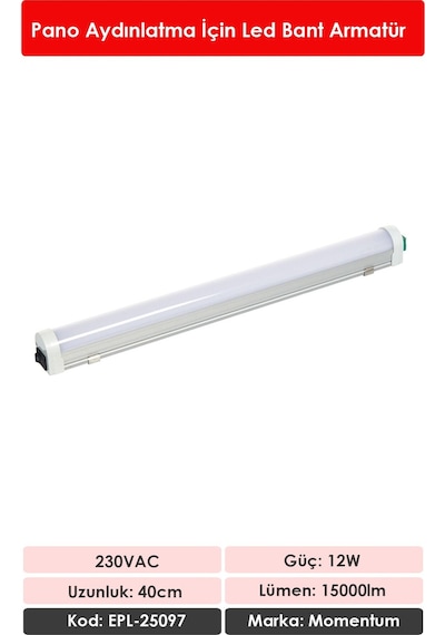 Momentum Lineer Led Armatür T10 7000k 230vac 12w 40cm Epl-25097 Beyaz