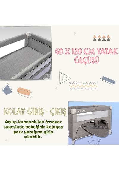 Lorelli Up And Down 60x120 Bebek Anne Yanı Oyun Parkı Yatak Beşik Yatak Hediye