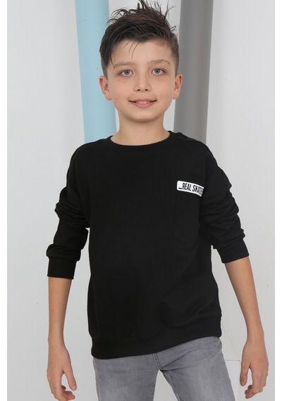 Toontoy Kids Toontoy Erkek Çocuk Baskılı Sweatshirt Siyah