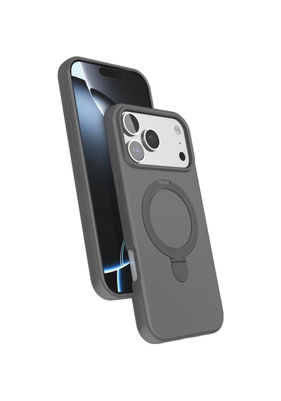 Apple Uyumlu iPhone17 Pro Max Titan Grisi Standlı Magsafeli Silikon Kılıf