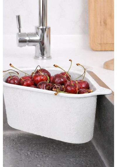 Vantuzlu Üçgen Lavabo Süzgeci Mutfak Evye Köşe Süzgeci Beyaz Plastik Diğer
