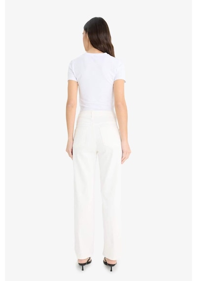 Defacto Comfort Straight Normal Bel Bilek Boy Beyaz Jean Pantolon F6174ax25hswt1 Beyaz