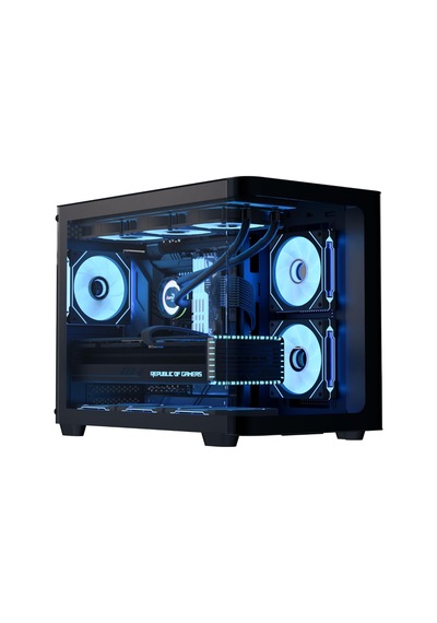P300c Orta Kule Çift Odacıklı Pc Kasası 3 Önceden Kurulmuş Fanlar Yüksek Hava Akımı Panoramik Temperli Cam Rgb