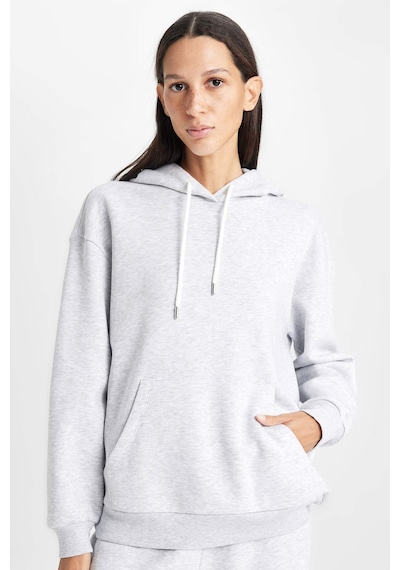 DeFacto Relax Fit Kapüşonlu Kanguru Cepli Kalın Basic Düz Sweatshirt W1240AZ24WNGR93 Gri DeFacto Relax Fit Kapüşonlu Kanguru Cepli Kalın Basic Düz Sweatshirt W1240AZ24WNGR93 Gri