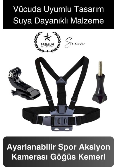 Premium Ayarlanabilir Göğüse Sabitlenen Spor Aksiyon Kamerası Kemeri Video Görüntü Çekim Ekipmanı Diğer