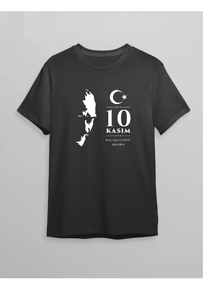 10 Kasım Atatürk Baskılı T-shirt - Siyah Siyah