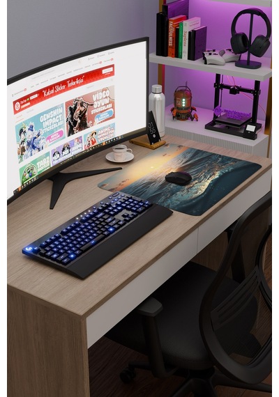 Okyanus Kaymaz Dikişli Kauçuk Oyuncu Mousepad V1 - 48x40 Xl Gaming Mouse Pad Fare Altlığı