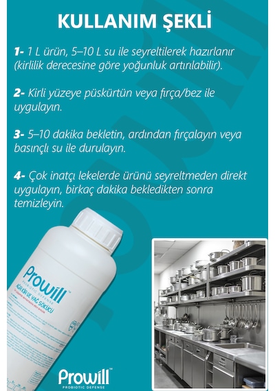 Organik Ağır Kir Ve Yağ Sökücü 1 Lt. Mutfak, Atölye Ve Zeminler İçin Endüstriyel Temizlik Tekli