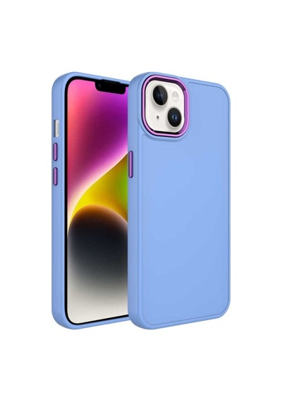 Apple Uyumlu iPhone 14 Kılıf Metal Çerçeve Ve Buton Tasarımlı Silikon Zore Luna Kapak Lila
