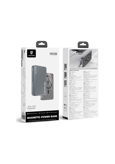 Lenyes Pw119d Pd 20w Ultra İnce Hızlı Şarj Özellikli Wireless Powerbank 15w 10.000mah Füme