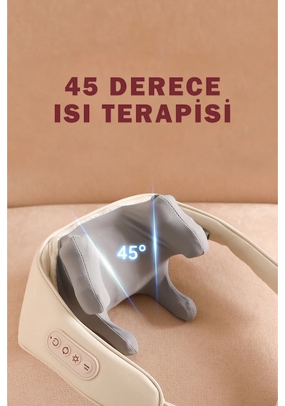 Ovmalı Ve Isıtmalı Masaj Aleti Boyun Sırt Bel Boyun Bej