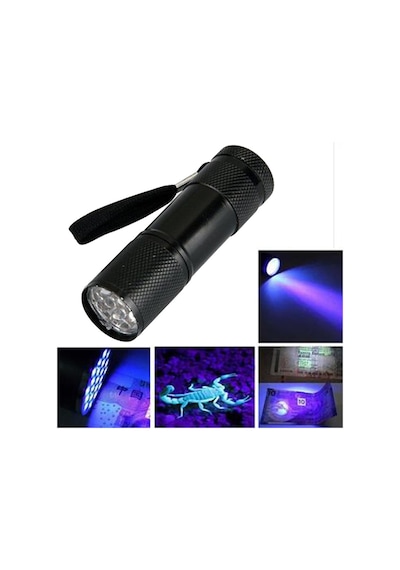 Uv Işık El Feneri 9 Led Ultraviyole Mor Işık Para Banknot Kontrol