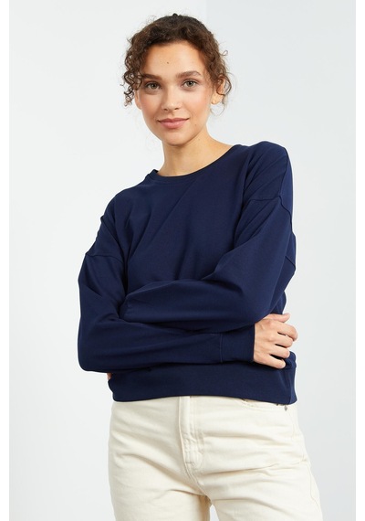 Tommy Life İndigo Basic Rahat Form O Yaka Kadın Sweatshirt - 97114 İndigo