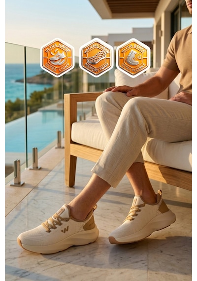 Walkway Bej Fileli Hafif Esnek Hafızalı Taban Unisex Spor Ayakkabı Flexnova M