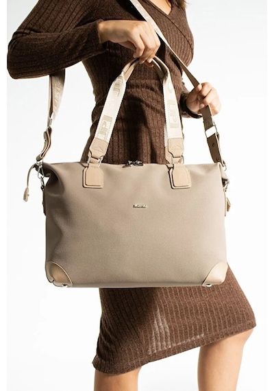 Just Polo Kadın Büyük Valiz Boy Ayarlanabilir Askılı Lüks El Ve Omuz Çantası Shopper Kum