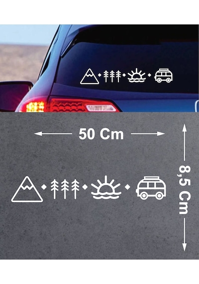 Sahil,karava,dağ Ve Orman Sticker - Araba Oto Motosiklet Karavan Cam Sticker - 02123 50x8,5 Cm