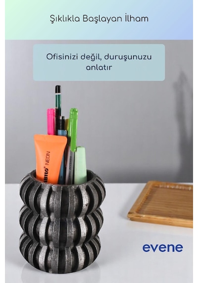 Kalemlik Masa Kalemliği Organizer Kalemlik Gümüş Eskitme Renk Model 75 Çok Renkli