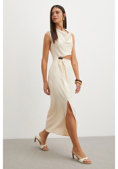 Uterpe Drapeli Cut-out Elbise Krem