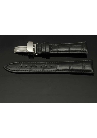 Bizon Deri Saat Kayışı 24Mm Spor Siyah Klipsli Saat Kordonu 305758459