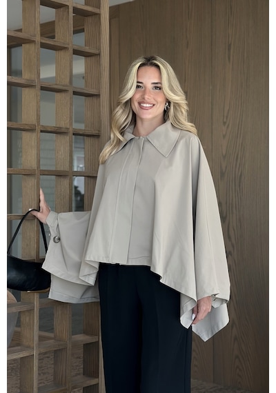 Laluvia Bej Pelerin Model Trençkot - 7603 Bej