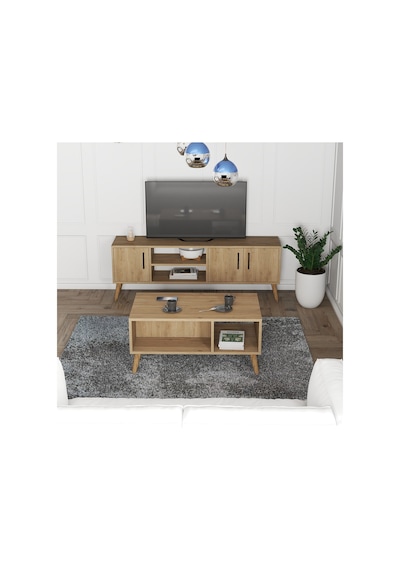 Set 1586-2076 Tv Ünitesi + Exxen Orta Sehpa - Sepet Rengi