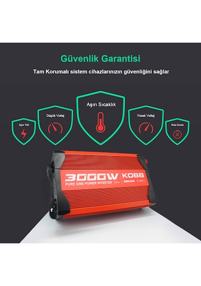 Kobb Kbn3000  12V-220V 3000Watt Tam Sinüs Dönüştürücü İnvertör