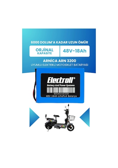 Arnica Arn 3200 Batarya Standart Kapasite Lifepo4 48v 18ah Elektrikli Motorsiklet Bataryası