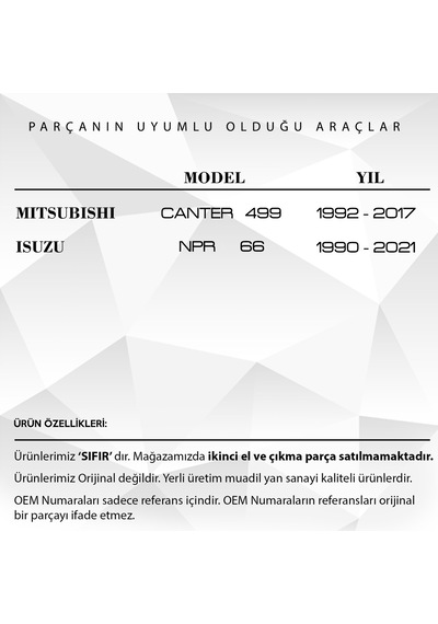 Mitsubishi Canter 499, Isuzu Npr 66 İçin Pedal Lastiği