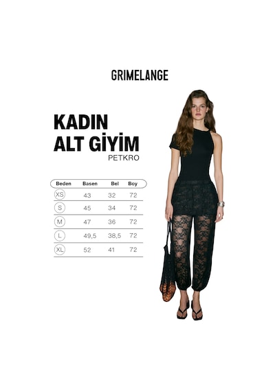 Grımelange Petkro Kadın Esnek Kumaşlı Etekli Dantel Siyah Pantolon siyah