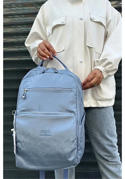 Just Polo Kadın İthal Klinkır Kumaş Şık Ve Lüks Sırt Çantası Shopper Mavi