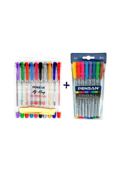 Pensan Triball 8 Li Tükenmez + Pensan My King 10'lu Simli Jel Kal
